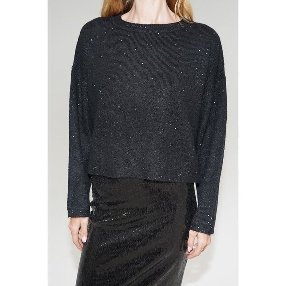 LNA Sheye Sparkle Sweater in Black Night Medium New Womens Knit Top - Picture 10 of 15